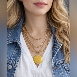 LV Trunks and Bags Charm includes New Layered Necklace (YELLOW CHARM)